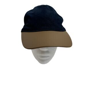 JANIE & JACK Blue & Tan Corduroy Faux Leather Hat Cap Size 6-8 Kids Adjustable